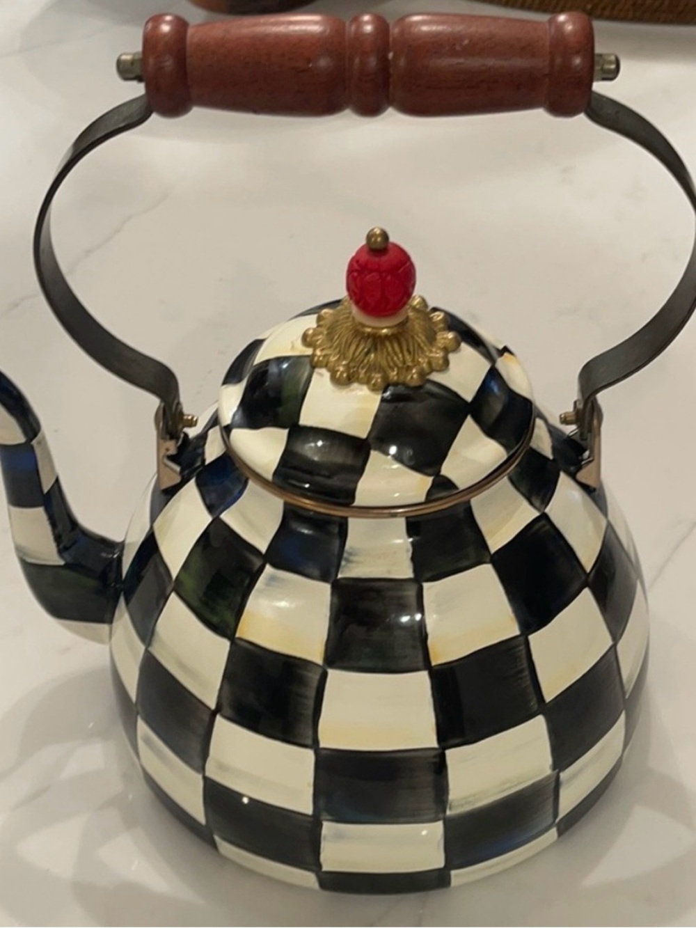 MacKenzie-Childs Courtly Check Tea Kettle, 3qt.
